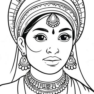 Indian Girl In Traditional Dress Coloring Page 37283-29831