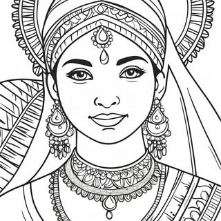 Indian Girl In Traditional Dress Coloring Page 37283-29832