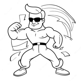 Funny Johnny Bravo Dancing Coloring Page 37294-29840