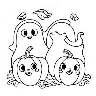 Adorable Ghosts And Pumpkins Coloring Page 37354-29891