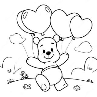 Adorable Winnie The Pooh With Heart Balloons Coloring Page 37424-29947