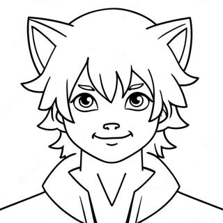 Male Anime Wolf Boy Coloring Page 37443-29956