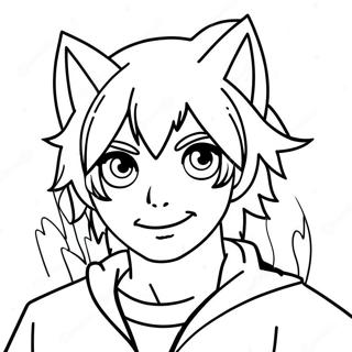 Cool Male Anime Wolf Boy Coloring Page 37444-29970