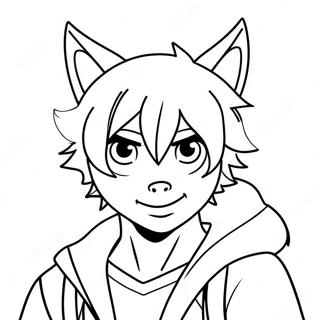 Cool Male Anime Wolf Boy Coloring Page 37444-29972