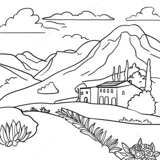 Beautiful Italian Landscape Coloring Page 3747-3034