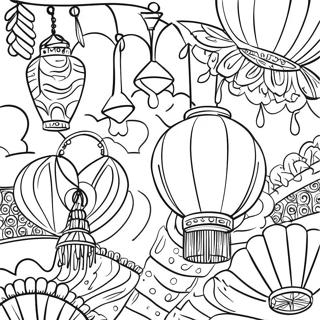 Colorful Lanterns In A Festival Coloring Page 37504-30010