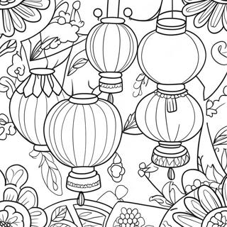 Colorful Lanterns In A Festival Coloring Page 37504-30011