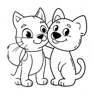 Playful Cat And Dog Coloring Page 37554-30049