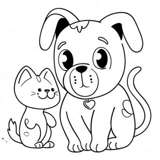 Playful Cat And Dog Coloring Page 37554-30051