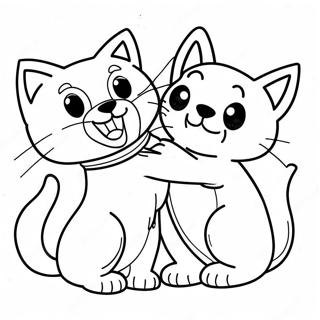 Playful Cat And Dog Coloring Page 37554-30052