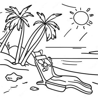 Hawaii Tropical Beach Scene Coloring Page 37643-30114