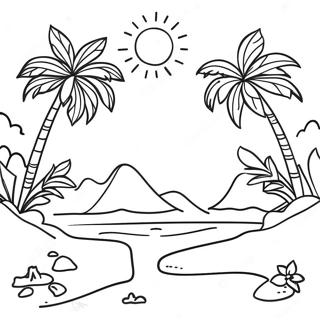 Hawaii Tropical Beach Scene Coloring Page 37643-30115