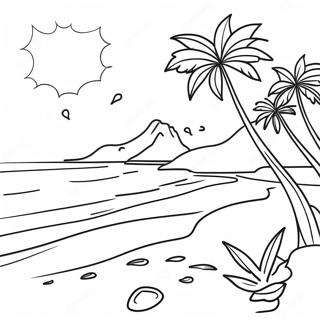 Hawaii Tropical Beach Scene Coloring Page 37643-30116