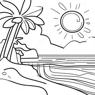 Hawaii Sunset Over The Ocean Coloring Page 37644-30120