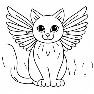 Winged Cat Coloring Page 37653-30127