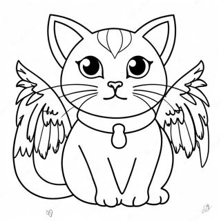 Winged Cat Coloring Page 37653-30128