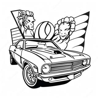 Classic Muscle Car In Motion Coloring Page 3767-3057