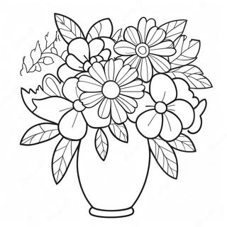 Flowers In A Vase Coloring Pages