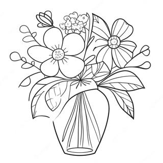 Beautiful Flowers In A Vase Coloring Page 37683-30150