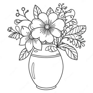 Beautiful Flowers In A Vase Coloring Page 37683-30151