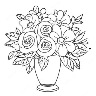 Beautiful Flowers In A Vase Coloring Page 37683-30152