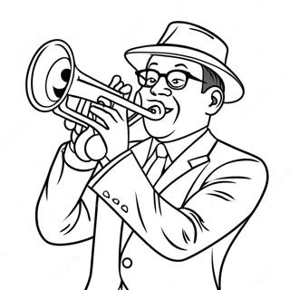 Jazz Musician Playing Trumpet Coloring Page 37694-30163