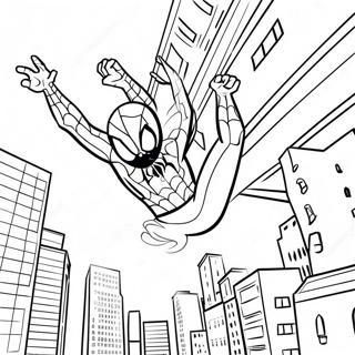 Spiderman Swinging Through The City Coloring Page 37704-30169