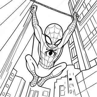 Spiderman Swinging Through The City Coloring Page 37704-30170