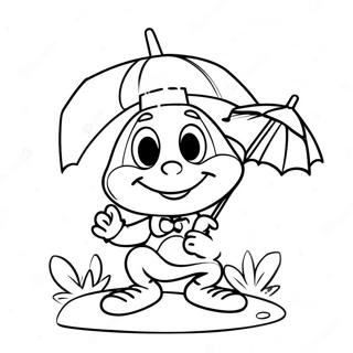 Cheerful Jiminy Cricket With Umbrella Coloring Page 37764-30225