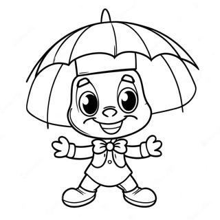 Cheerful Jiminy Cricket With Umbrella Coloring Page 37764-30226