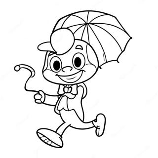 Cheerful Jiminy Cricket With Umbrella Coloring Page 37764-30227