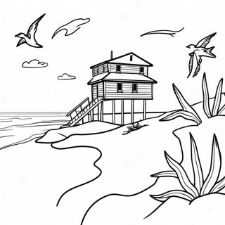 Outer Banks Beach Scene Coloring Page 3776-3051