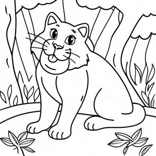 Majestic Wildcat In Forest Coloring Page 37794-30249