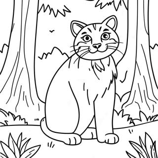 Majestic Wildcat In Forest Coloring Page 37794-30250