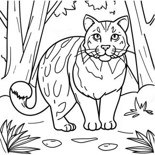 Majestic Wildcat In Forest Coloring Page 37794-30252