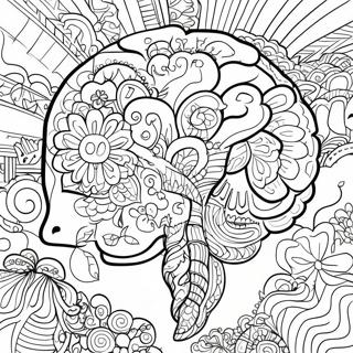 Colorful Brain With Diverse Patterns Coloring Page 37854-30286