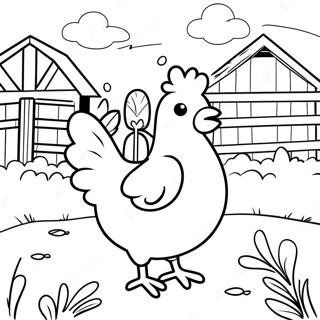 Chicken Farm Scene Coloring Page 37923-30343