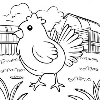 Chicken Farm Scene Coloring Page 37923-30344