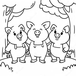 Happy Three Little Pigs Coloring Page 3797-3069