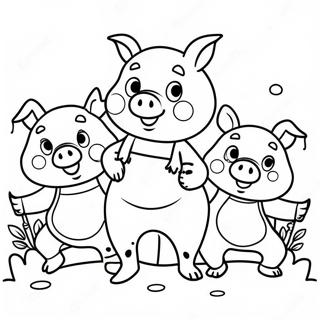 Happy Three Little Pigs Coloring Page 3797-3070