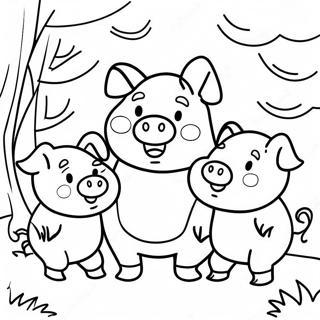 Happy Three Little Pigs Coloring Page 3797-3071