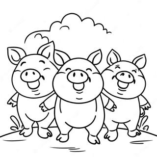 Happy Three Little Pigs Coloring Page 3797-3072