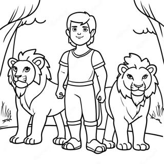 Brave Daniel Facing Lions Coloring Page 38064-30459