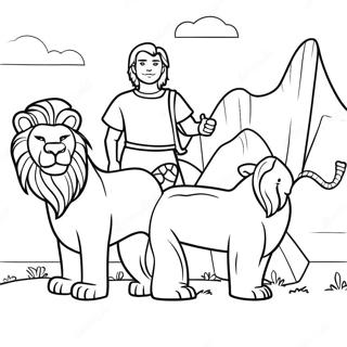 Brave Daniel Facing Lions Coloring Page 38064-30460