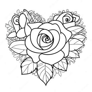 Heart Rose Coloring Pages