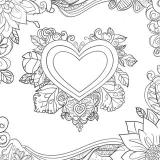 Elegant Heart Rose Coloring Page 3807-3081