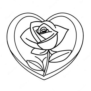 Elegant Heart Rose Coloring Page 3807-3082