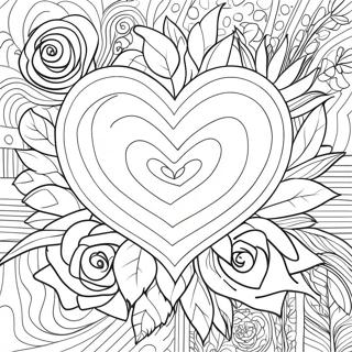 Elegant Heart Rose Coloring Page 3807-3084