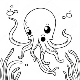 Cute Giant Squid Underwater Coloring Page 38114-30500