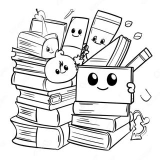 Colorful Books And Characters Coloring Page 3817-3089